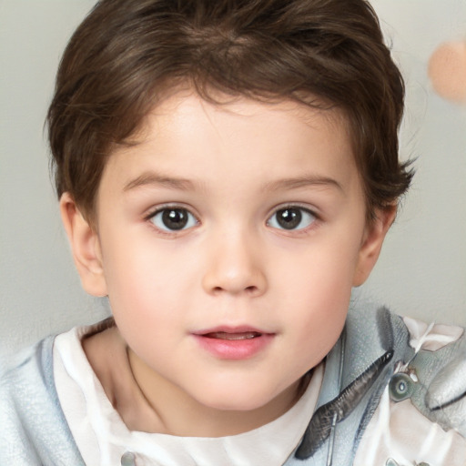 Neutral white child female with short  brown hair and brown eyes