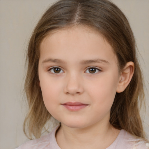 Neutral white child female with medium  brown hair and brown eyes