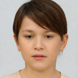 Neutral white child female with short  brown hair and brown eyes