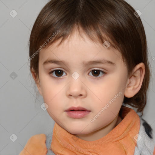 Neutral white child female with medium  brown hair and brown eyes