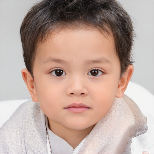 Neutral white child male with short  brown hair and brown eyes