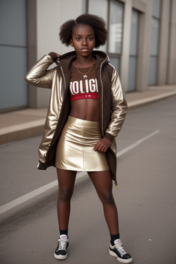 Togolese teenager girl with  brown hair