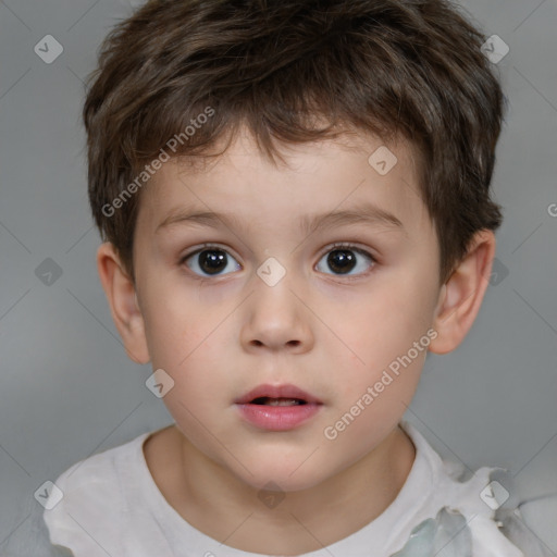 Neutral white child male with short  brown hair and brown eyes