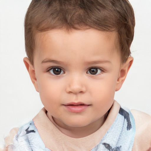 Neutral white child male with short  brown hair and brown eyes