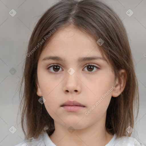 Neutral white child female with medium  brown hair and brown eyes