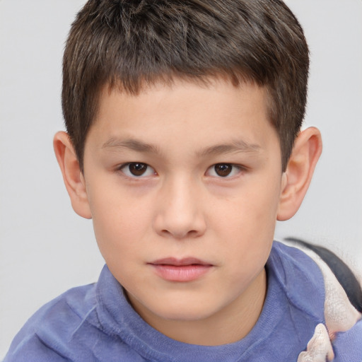Neutral white child male with short  brown hair and brown eyes