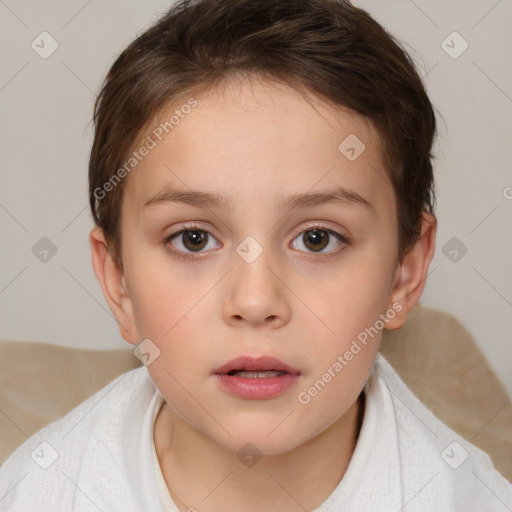 Neutral white child female with medium  brown hair and brown eyes