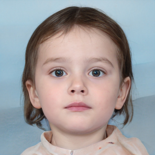 Neutral white child female with medium  brown hair and brown eyes