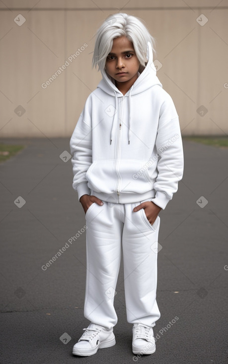 Indian child male with  white hair