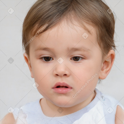 Neutral white child male with short  brown hair and brown eyes