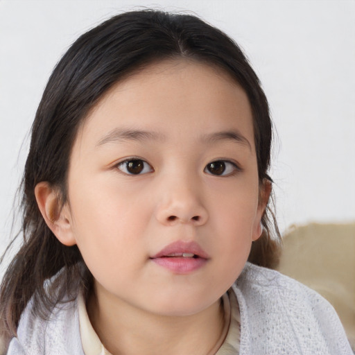 Neutral asian child female with medium  brown hair and brown eyes