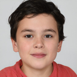 Neutral white child male with short  brown hair and brown eyes