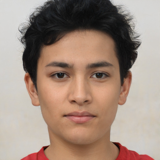 Neutral asian young-adult male with short  brown hair and brown eyes