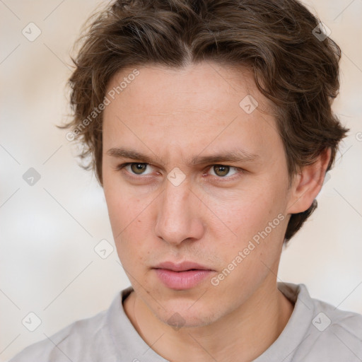 Neutral white adult male with short  brown hair and brown eyes