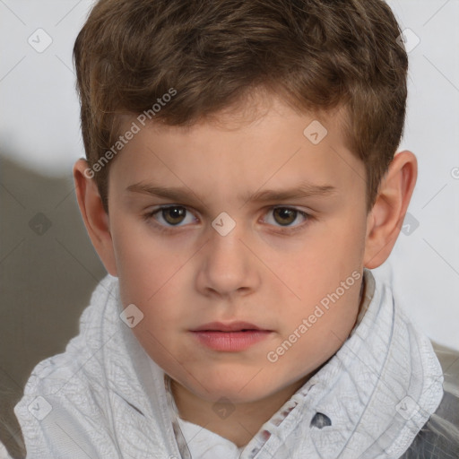 Neutral white child male with short  brown hair and brown eyes