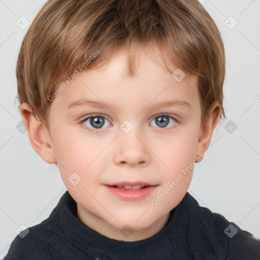 Neutral white child male with short  brown hair and brown eyes