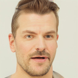 Neutral white adult male with short  brown hair and brown eyes