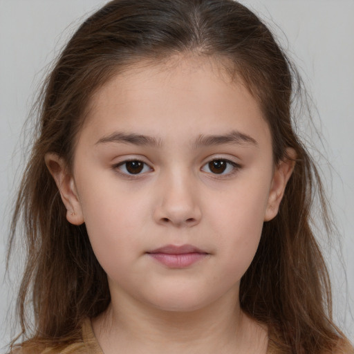 Neutral white child female with medium  brown hair and brown eyes