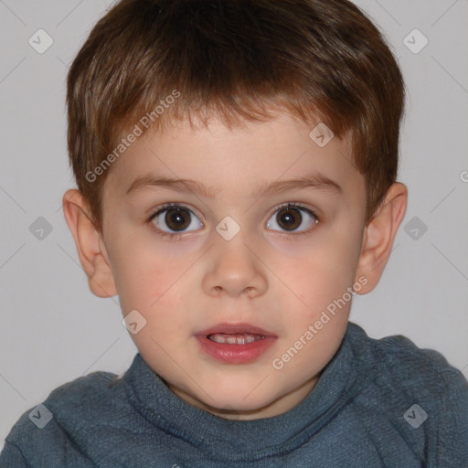 Neutral white child male with short  brown hair and brown eyes