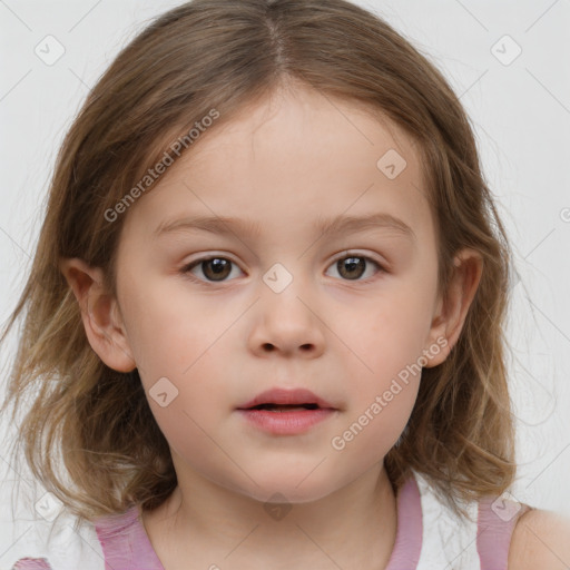 Neutral white child female with medium  brown hair and brown eyes