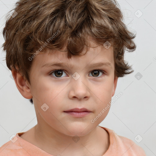 Neutral white child male with short  brown hair and brown eyes