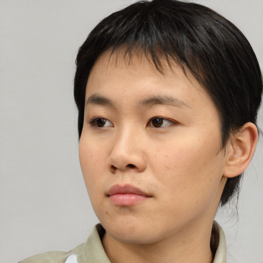 Neutral asian young-adult male with medium  brown hair and brown eyes