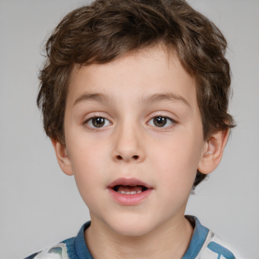 Neutral white child male with short  brown hair and brown eyes