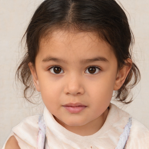 Neutral white child female with medium  brown hair and brown eyes