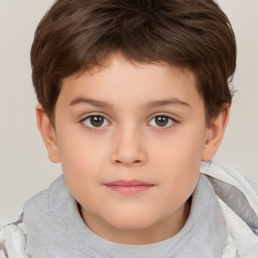 Neutral white child male with short  brown hair and brown eyes