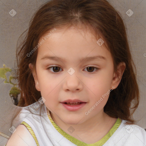 Neutral white child female with medium  brown hair and brown eyes