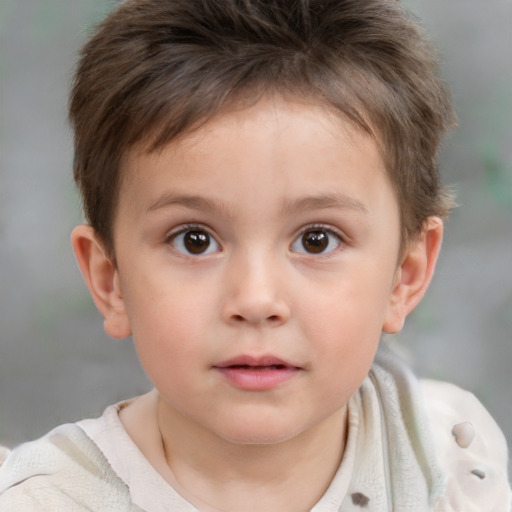 Neutral white child male with short  brown hair and brown eyes