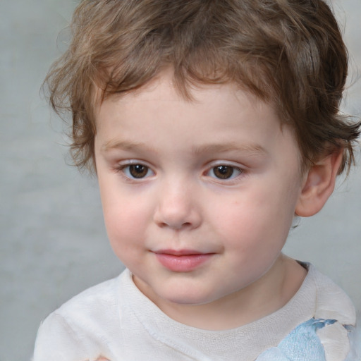 Neutral white child male with short  brown hair and brown eyes