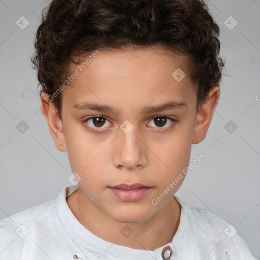 Neutral white child female with short  brown hair and brown eyes