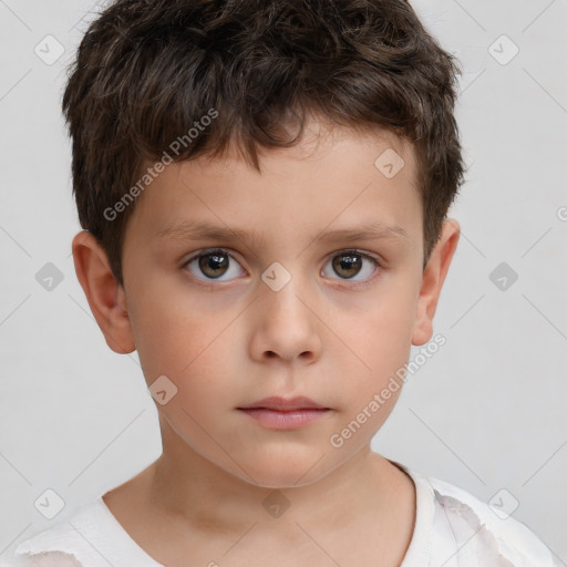 Neutral white child male with short  brown hair and brown eyes