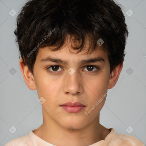 Neutral white child male with short  brown hair and brown eyes