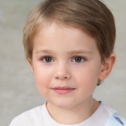 Neutral white child female with short  brown hair and brown eyes