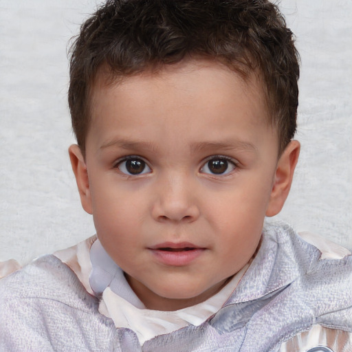 Neutral white child male with short  brown hair and brown eyes