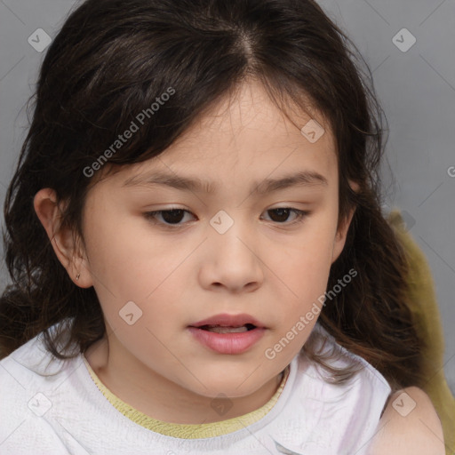 Neutral white child female with medium  brown hair and brown eyes