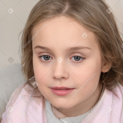 Neutral white child female with medium  brown hair and brown eyes