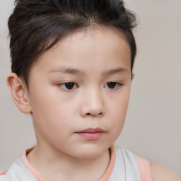 Neutral white child female with short  brown hair and brown eyes