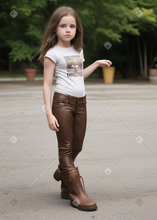 Caucasian child girl with  brown hair