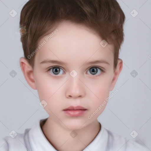 Neutral white child female with short  brown hair and brown eyes