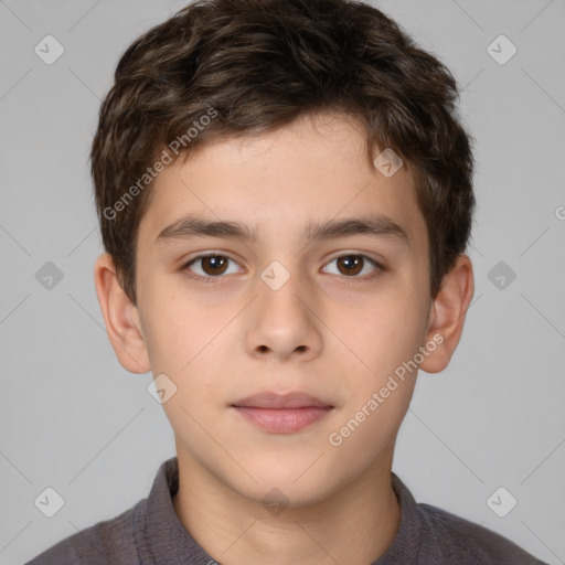 Neutral white child male with short  brown hair and brown eyes