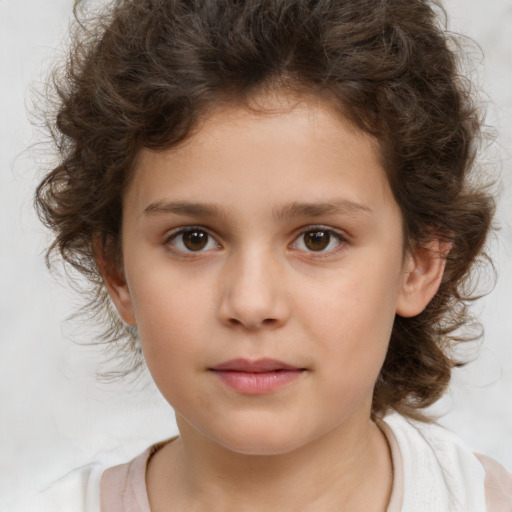 Neutral white child female with medium  brown hair and brown eyes