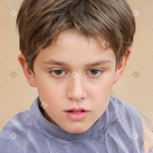 Neutral white child male with short  brown hair and brown eyes