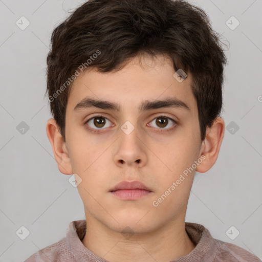 Neutral white child male with short  brown hair and brown eyes