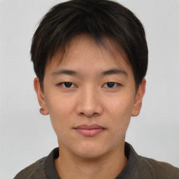 Neutral asian young-adult male with short  brown hair and brown eyes