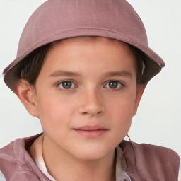 Neutral white child female with short  brown hair and grey eyes