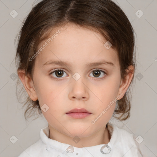 Neutral white child female with medium  brown hair and brown eyes