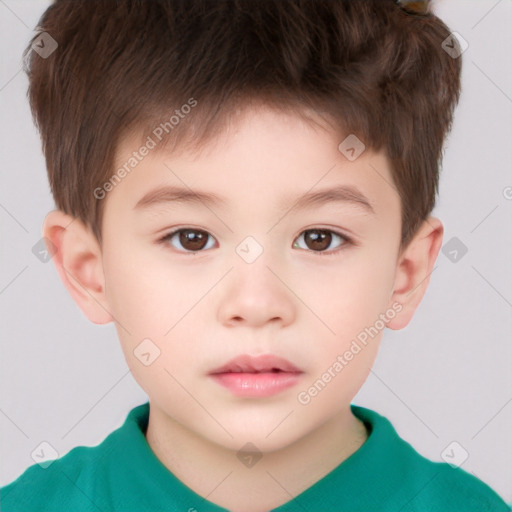 Neutral white child male with short  brown hair and brown eyes